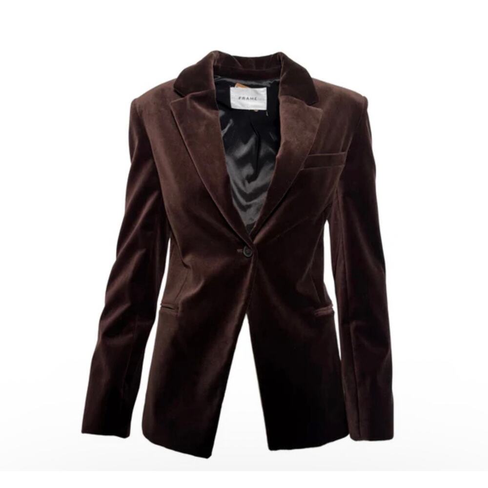 Frame‎ Velvet One Button Blazer, Brown Approx size 2/4